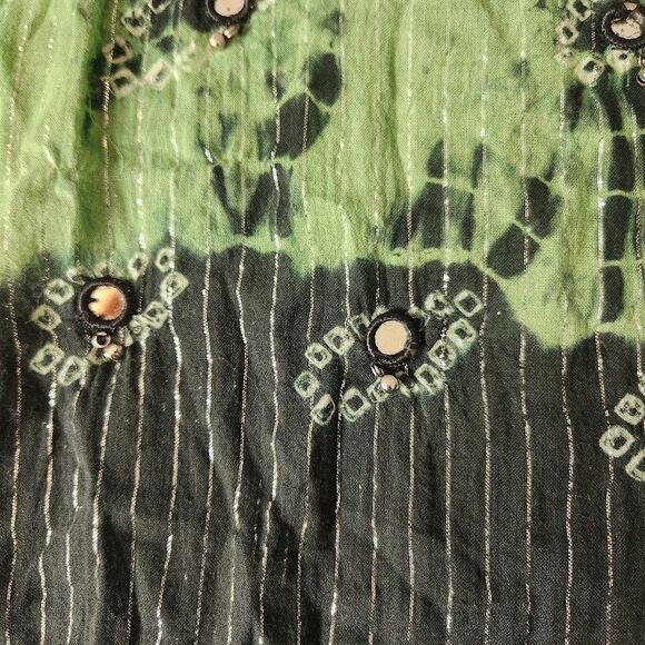 Baba Clothing Corp LA Womens Tunic Black Green Tie Dye Beaded Free Size (XS-M) - Picture 4 of 8